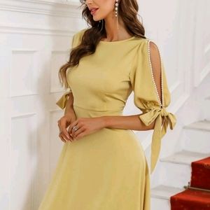 Knotted split sleeve A-line dress size S